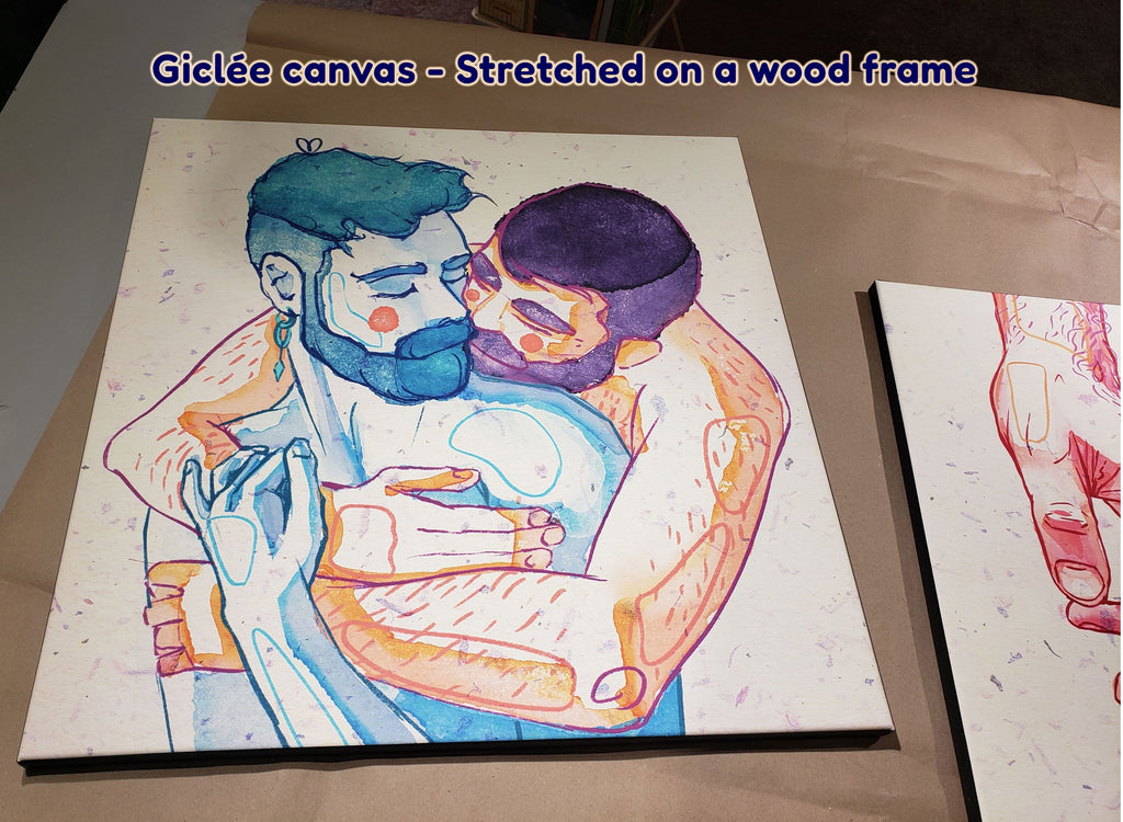Romantic drawing of a new gay couple, celebrating fresh love and tenderness, gay art print, queer wall decor, minimalist line art.