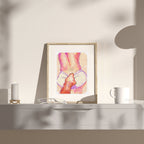 Playful and sensual gay illustration of a cuddle, cheeky queer art, gay erotic art print, minimalist line art decor.
