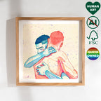 Complex line drawing of three men intertwined, minimalist style. Homoerotic illustration, queer art print, Oh Mon Doux original decor.