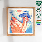Close-up sketch of a sensual touch between two men's faces. Gay erotic art, gay erotic drawing, sensual masculine line art.