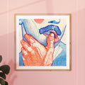 Close-up sketch of a sensual touch between two men's faces. Gay erotic art, gay erotic drawing, sensual masculine line art.
