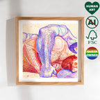 Protective embrace between two men, charcoal style illustration, gay pride wall art, masculine tenderness sketch.