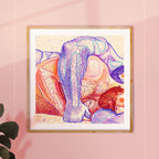 Protective embrace between two men, charcoal style illustration, gay pride wall art, masculine tenderness sketch.
