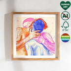 Intimate gay illustration of a couple relaxing together, queer art print for home decor, minimalist male drawing, Oh Mon Doux.