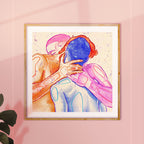Intimate gay illustration of a couple relaxing together, queer art print for home decor, minimalist male drawing, Oh Mon Doux.