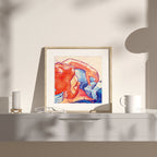 Sensual and tender gay illustration of a man resting on his partner, male intimacy, queer art, gay home gallery print.