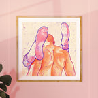 Dynamic line art of a male figure stretching, athletic and sensual queer illustration, gay wall art, minimalist masculine decor.