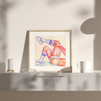 Bold and confident male figure drawing, queer pride art, gay art print with masculine attitude, Oh Mon Doux signature style.