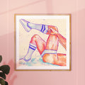Bold and confident male figure drawing, queer pride art, gay art print with masculine attitude, Oh Mon Doux signature style.