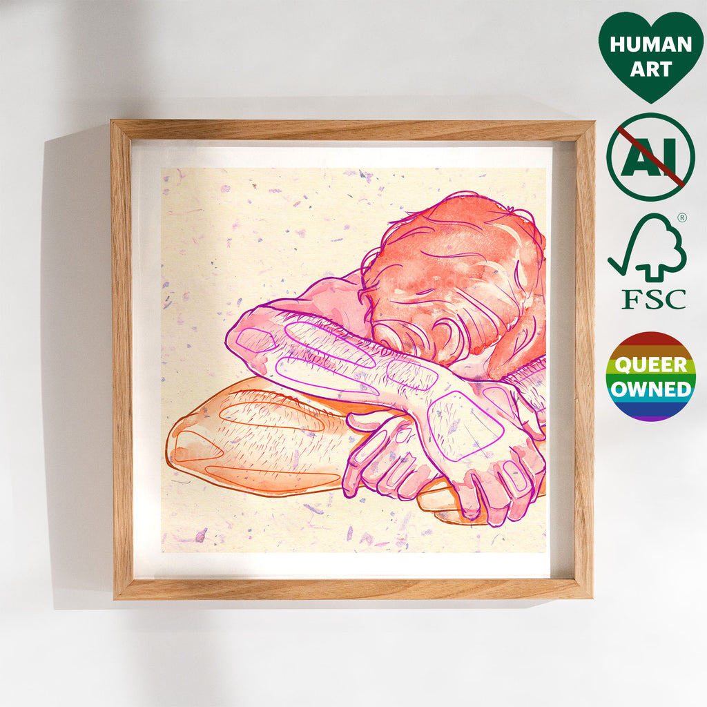 Romantic gay illustration of two men in a gentle embrace, minimalist line art, queer art print, homoerotic wall decor.