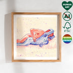 Soft and intimate drawing of a gay couple cuddling, masculine tenderness, gay wall art, queer home decor print Oh Mon Doux.