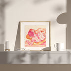 Passionate gay erotic illustration, intense masculine energy drawing, gay art print, homoerotic wall decor, contemporary queer art.
