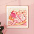 Passionate gay erotic illustration, intense masculine energy drawing, gay art print, homoerotic wall decor, contemporary queer art.
