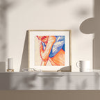 Stylized and modern illustration of two men, minimalist gay art, queer wall art print, contemporary masculine home decor.