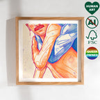 Stylized and modern illustration of two men, minimalist gay art, queer wall art print, contemporary masculine home decor.