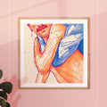 Stylized and modern illustration of two men, minimalist gay art, queer wall art print, contemporary masculine home decor.