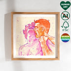 Artistic and playful male figure drawing, queer aesthetic illustration, gay erotic art, contemporary masculine wall print.