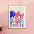 Dreamy and soft illustration of a male figure, ethereal queer art print, homoerotic wall decor, Oh Mon Doux original style.