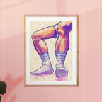 Intimate queer illustration of male partners, minimalist gay art, homoerotic wall decor, masculine tenderness drawing Oh Mon Doux.
