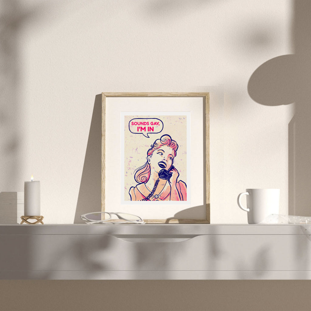Minimalist line art of two men, one with his hand gently on the other's face. Sensual gay art print, queer wall decor.