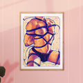 Illustration of a man lying with his head on his partner's lap, a moment of domestic bliss. Gay couple art, minimalist queer decor.