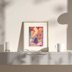 Very close and intimate embrace between two men, minimalist black line art. Gay erotic art print, masculine tenderness wall decor.