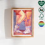 Very close and intimate embrace between two men, minimalist black line art. Gay erotic art print, masculine tenderness wall decor.
