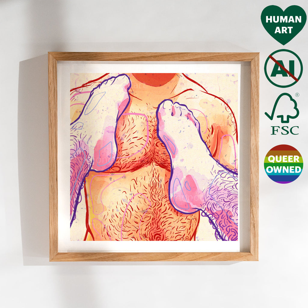 Artistic study of male legs and torso in a minimalist line art style. Gay erotic art, masculine figure drawing, queer wall decor.