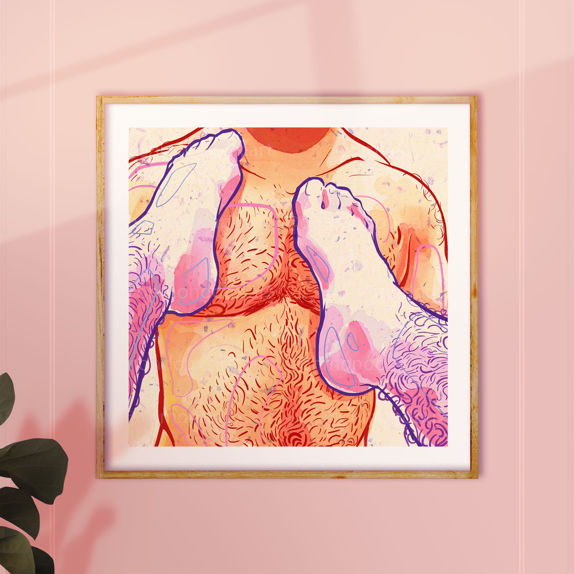 Artistic study of male legs and torso in a minimalist line art style. Gay erotic art, masculine figure drawing, queer wall decor.