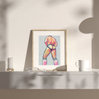 Stylized portrait of a man's face and hands, expressive minimalist lines. Modern queer art, gay art print, Oh Mon Doux original.