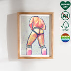 Stylized portrait of a man's face and hands, expressive minimalist lines. Modern queer art, gay art print, Oh Mon Doux original.