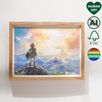 Gay couple illustration with a travel theme, two men together in nature, queer wall art, masculine adventure art print.