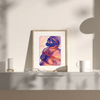 Emotional and intense gay illustration, deep masculine connection, queer wall art, minimalist homoerotic drawing.