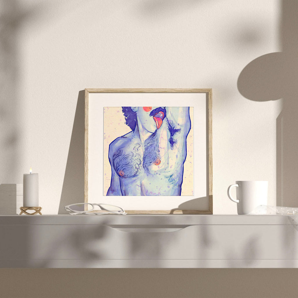 Close-up sketch of a sensual touch between two men's faces. Gay erotic art, gay erotic drawing, sensual masculine line art.