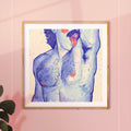 Close-up sketch of a sensual touch between two men's faces. Gay erotic art, gay erotic drawing, sensual masculine line art.
