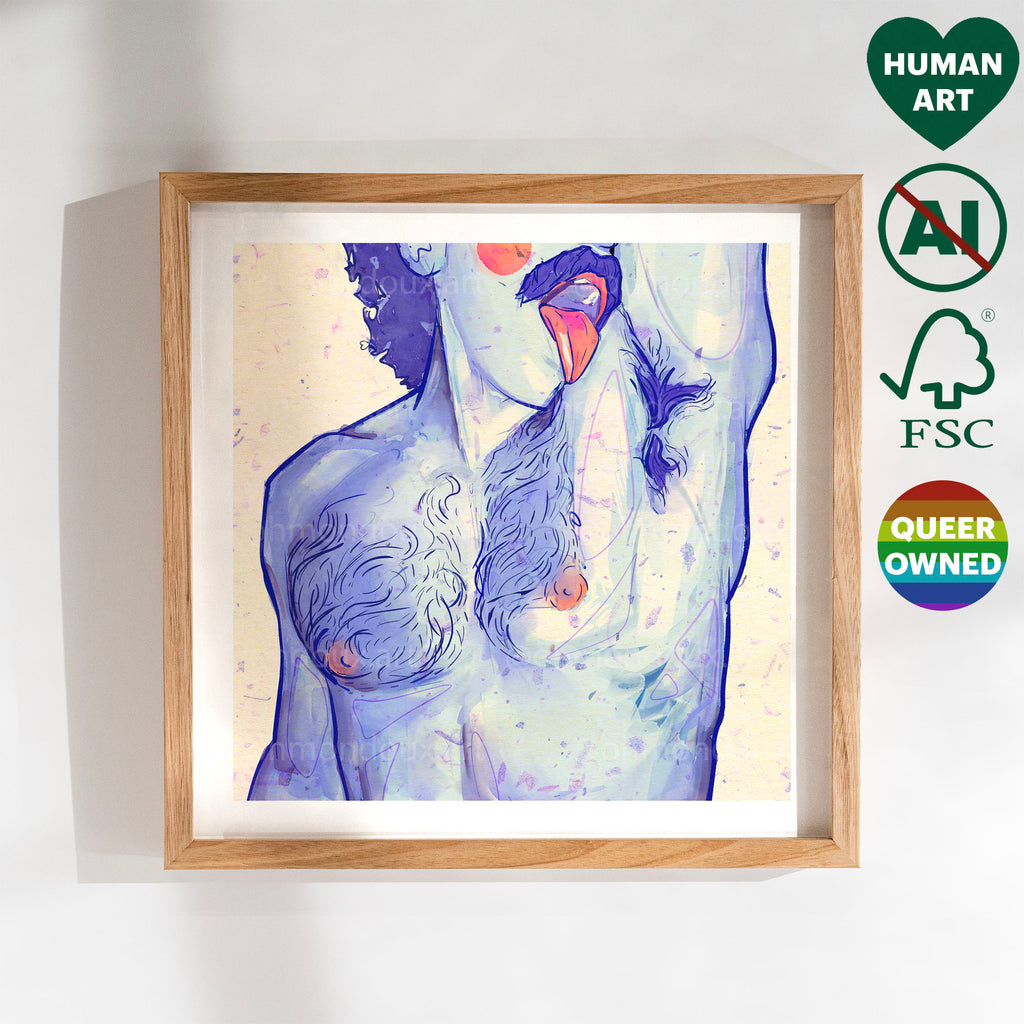 Close-up sketch of a sensual touch between two men's faces. Gay erotic art, gay erotic drawing, sensual masculine line art.