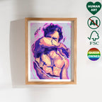 Minimalist back view of a male figure, sensual masculine line art, queer wall decor, homoerotic aesthetic art print.