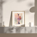 Playful and erotic gay Christmas illustration, winter theme, queer holiday decor, masculine humor art print.