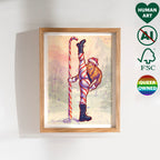 Playful and erotic gay Christmas illustration, winter theme, queer holiday decor, masculine humor art print.