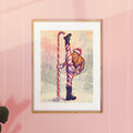 Playful and erotic gay Christmas illustration, winter theme, queer holiday decor, masculine humor art print.