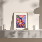 Intimate and erotic Santa Claus illustration, gay holiday gift idea, queer Christmas decor, sensual masculine drawing.
