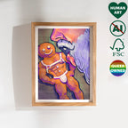 Intimate and erotic Santa Claus illustration, gay holiday gift idea, queer Christmas decor, sensual masculine drawing.