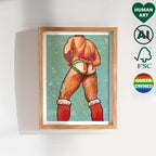 Cheeky and sensual gay Christmas drawing, festive queer humor, gay erotic art print, masculine holiday wall decor, Oh Mon Doux original.